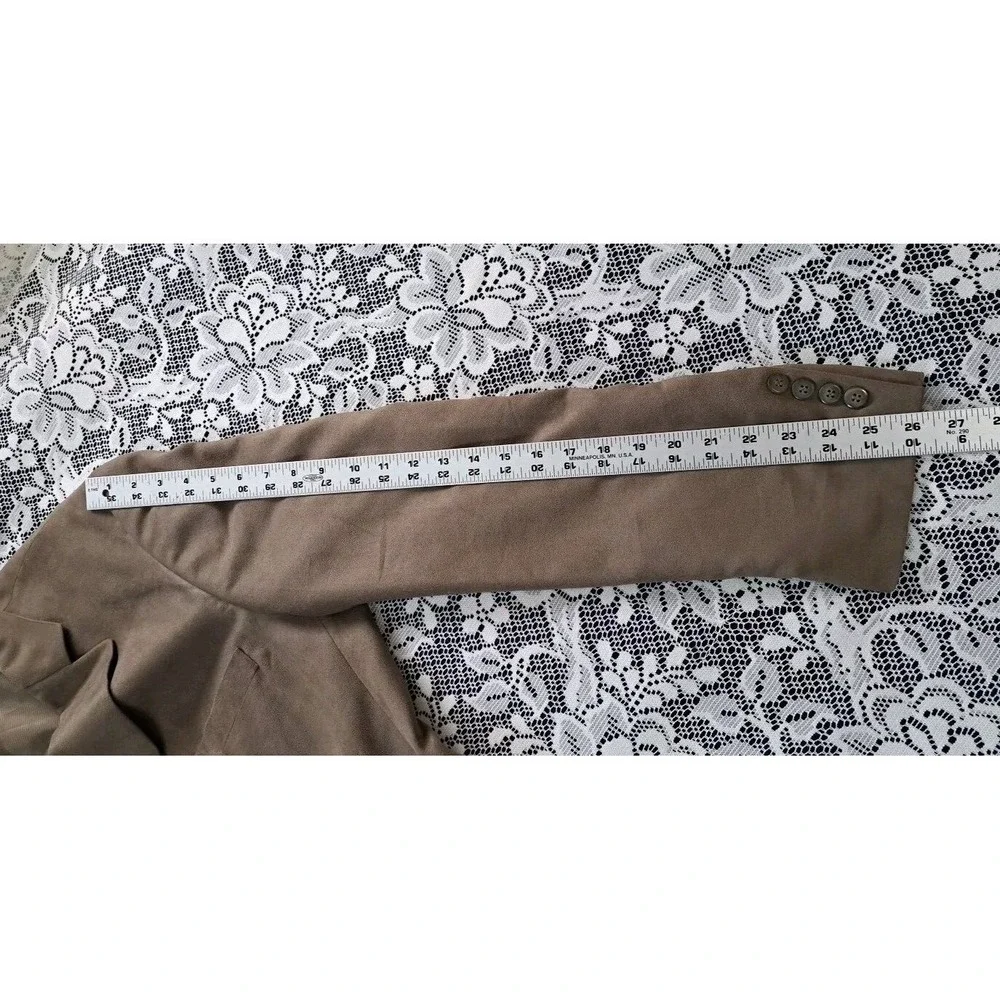 Stafford Sport Coat 42L Brown Faux Suede Blazer‎ Three Button Micro Polyester
